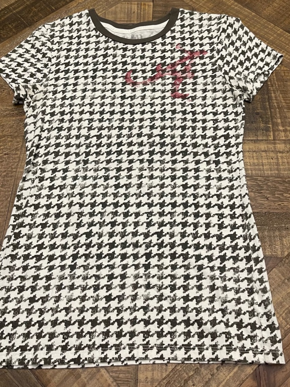 Women's Black & White Houndstooth University of Alabama Short Sleeve Tee